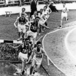 Horace Ashenfelter competes in the 3,000 meters steeplechase at the 1952 Olympic Games in Finland